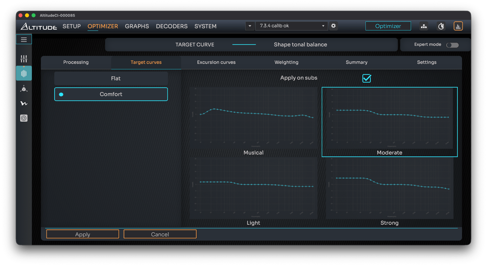 Moderate Target Setting Setting Up a Preconfigured Target Curve